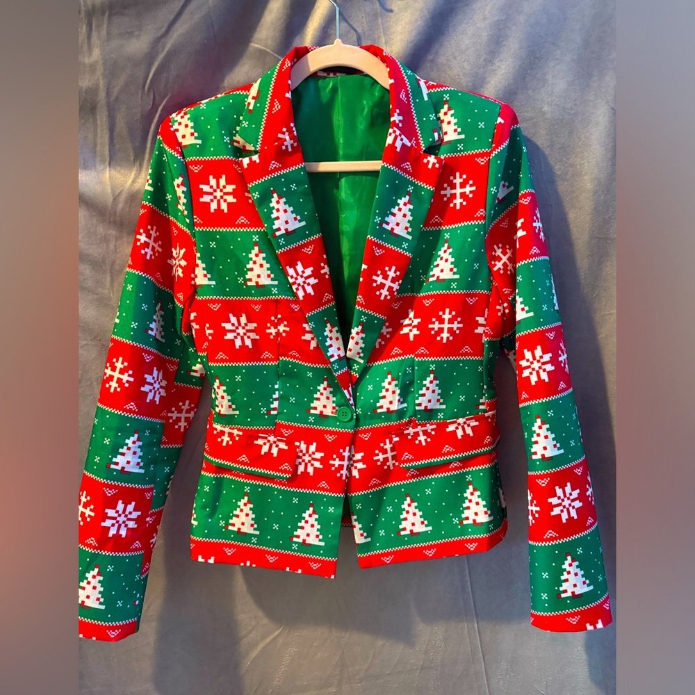 Suitmeister Christmas Blazer Small – Festive Holiday Party Jacket Red Green